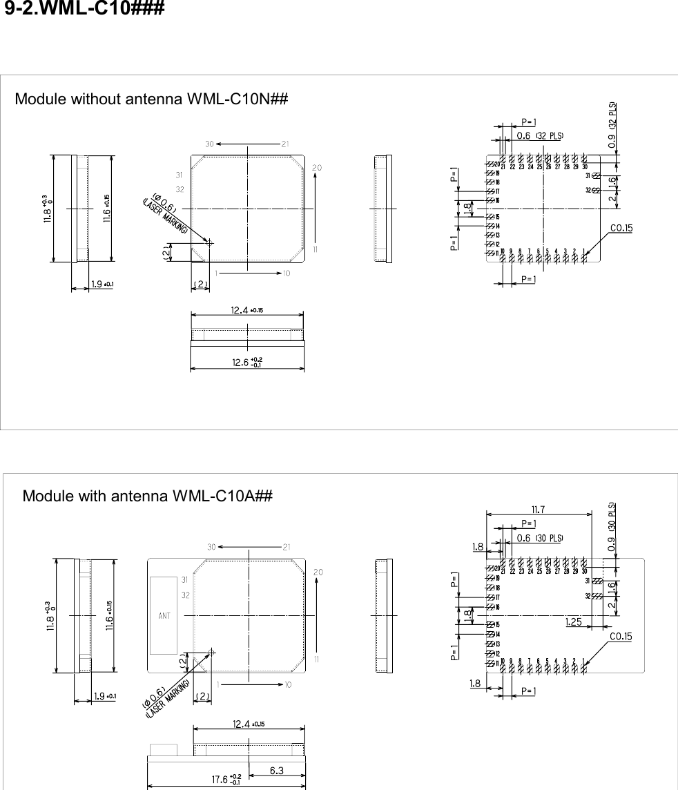 9-2.WML-C10###Module with antenna WML-C10A##Module without antenna WML-C10N##