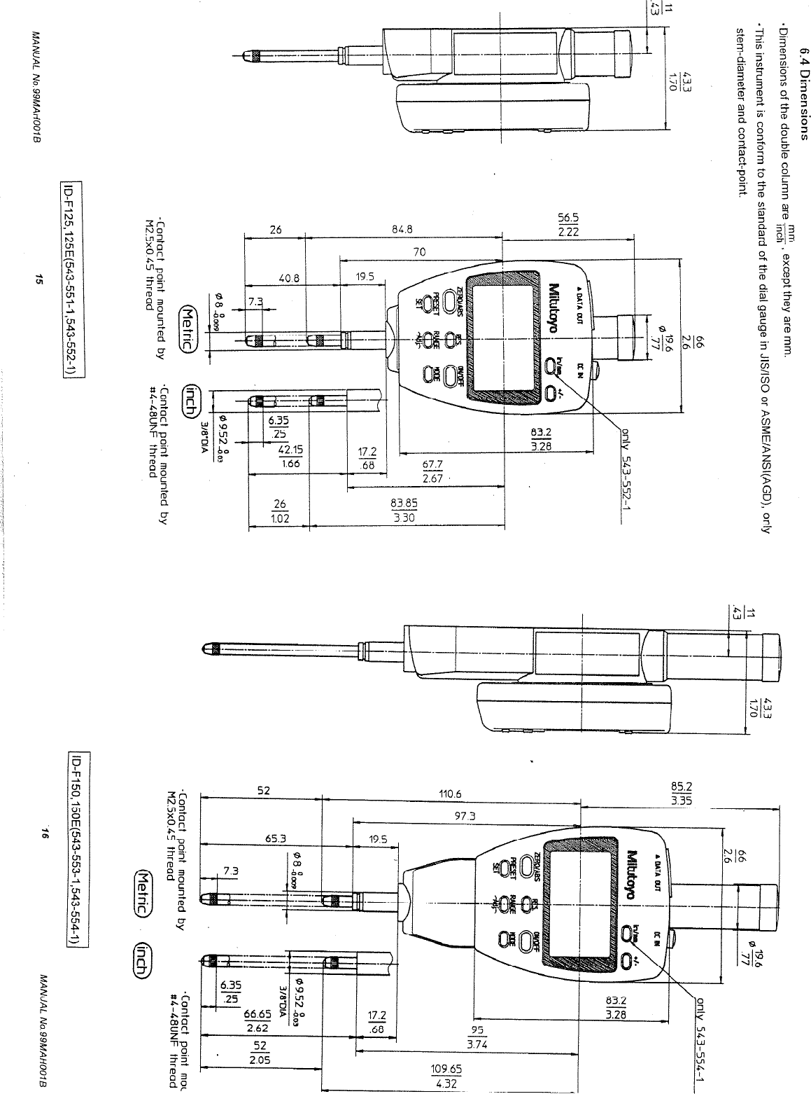 Mitutoyo Microscope And Magnifier Id F125 150 Users Manual 99MAH001B