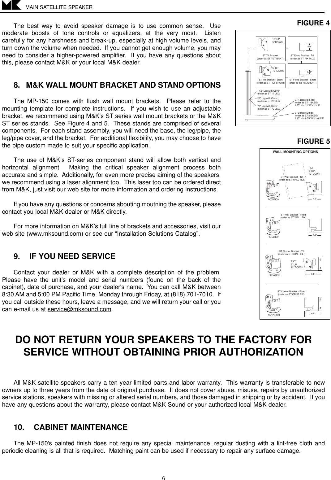 Page 6 of 8 - Mk-Sound Mk-Sound-Mp-150-Users-Manual- MP150/70082 Manual  Mk-sound-mp-150-users-manual