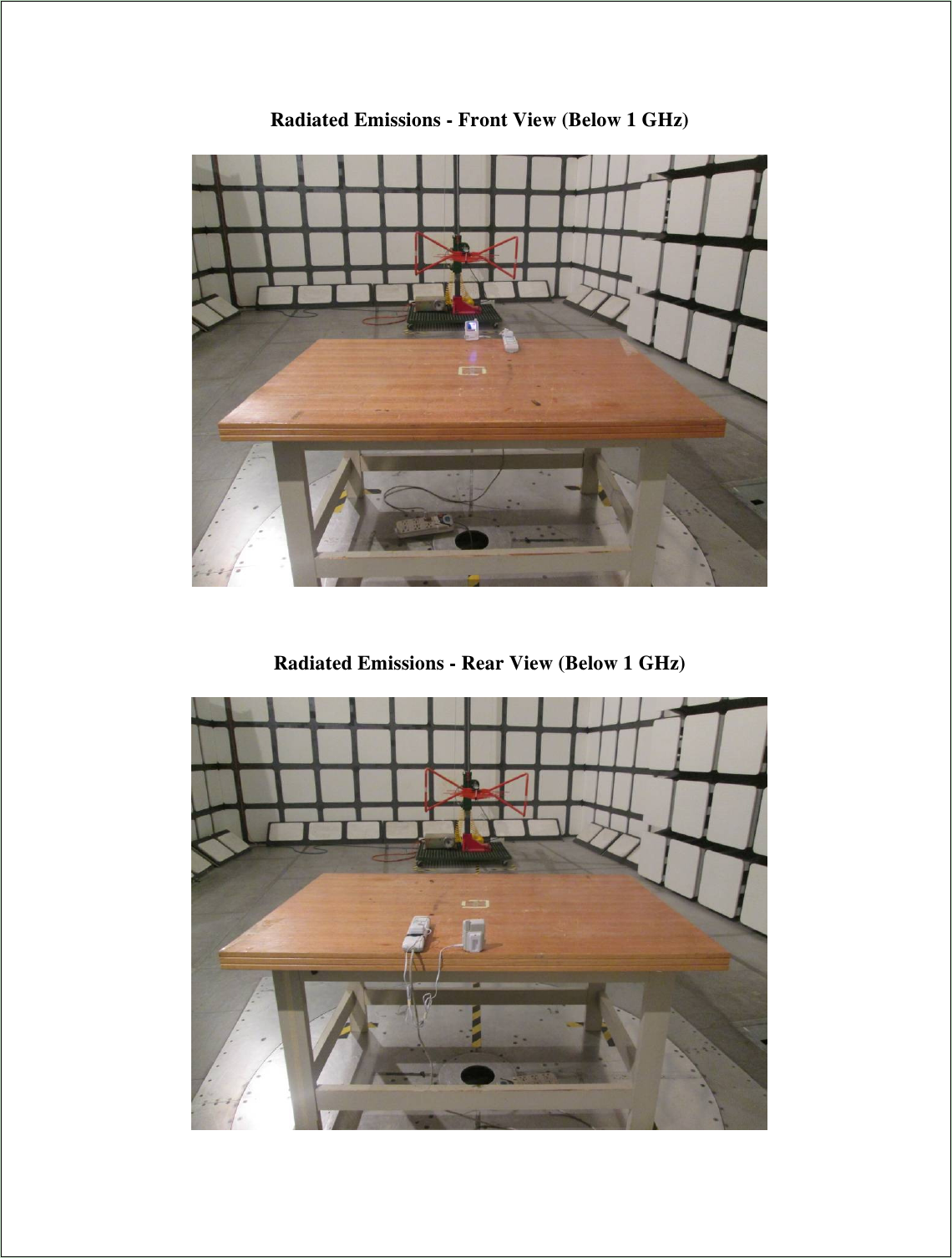    Radiated Emissions - Front View (Below 1 GHz)      Radiated Emissions - Rear View (Below 1 GHz)    
