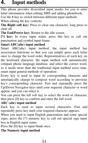 Page 31 of MobiWireS NIKITI 2G feature phone User Manual