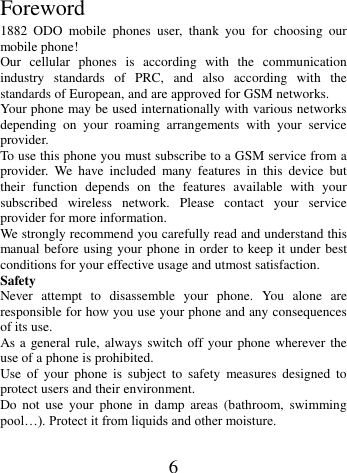 Page 6 of MobiWireS NIKITI 2G feature phone User Manual