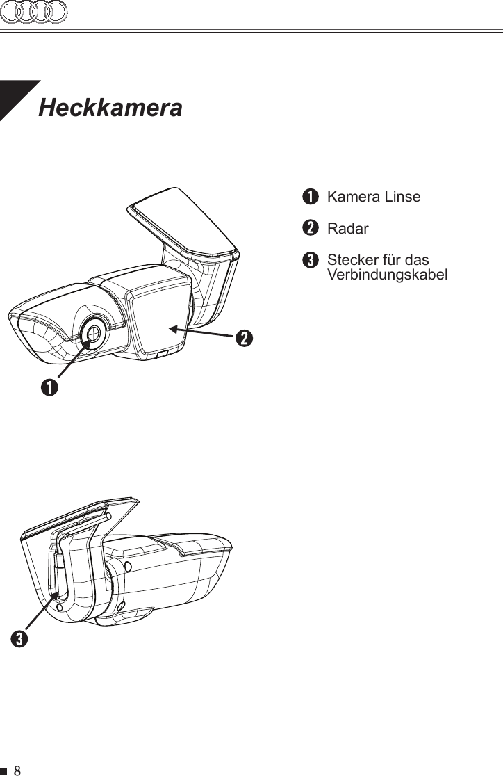 8HeckkameraKamera LinseRadarStecker für das Verbindungskabel
