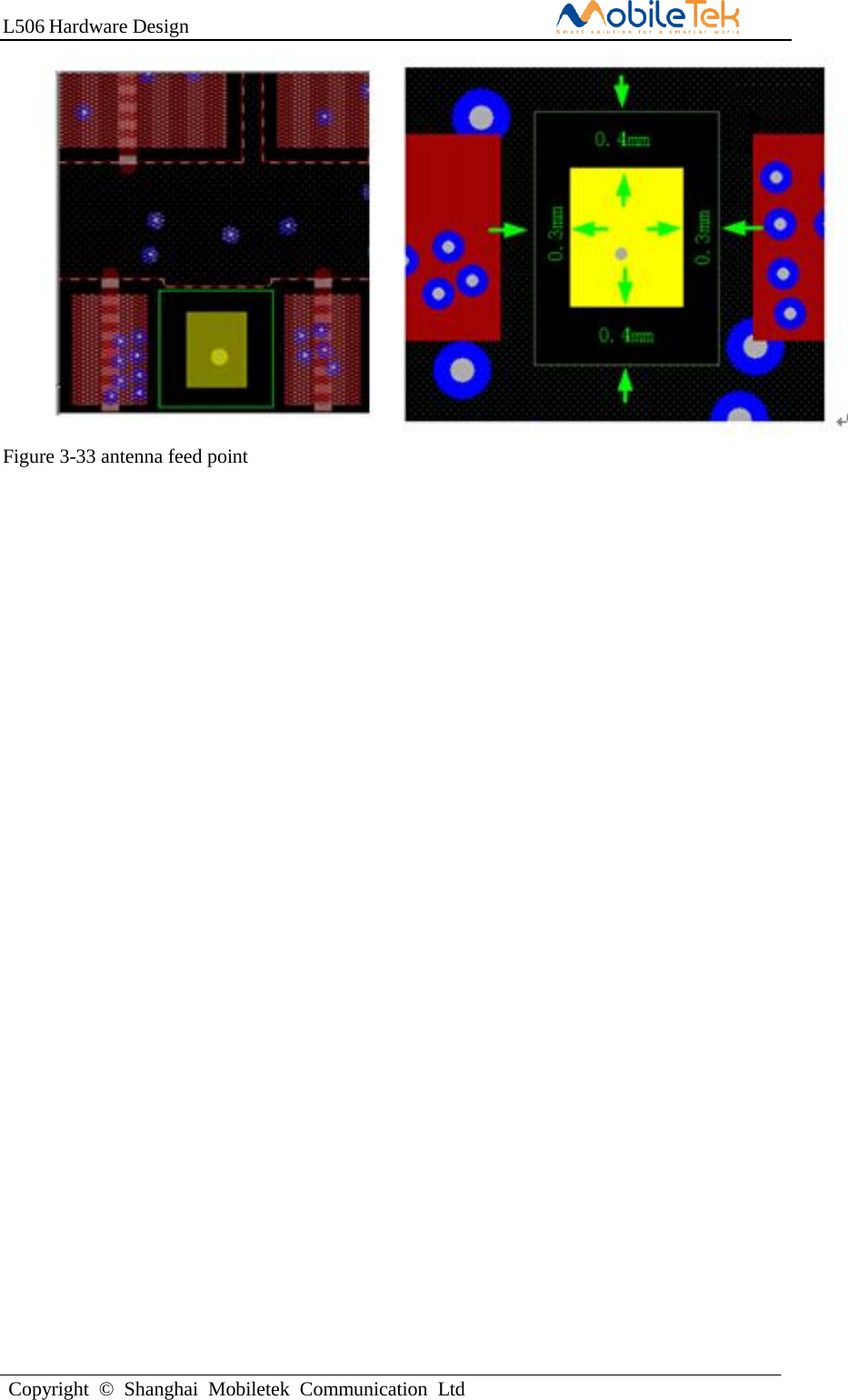 L506 Hardware DesignCopyright  ©  Shanghai  Mobiletek  Communication  LtdFigure 3-33 antenna feed point 