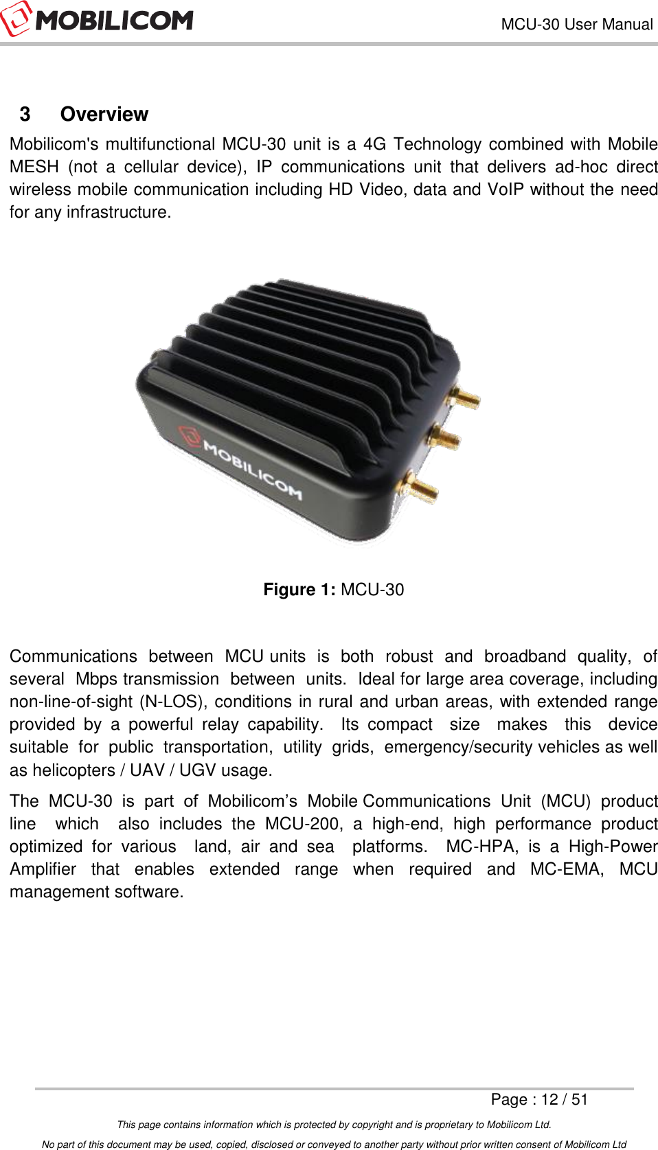 Page 12 of Mobilicom MCU-30 Communication unit used for security, robotics & surveillance User Manual Mobilicom s