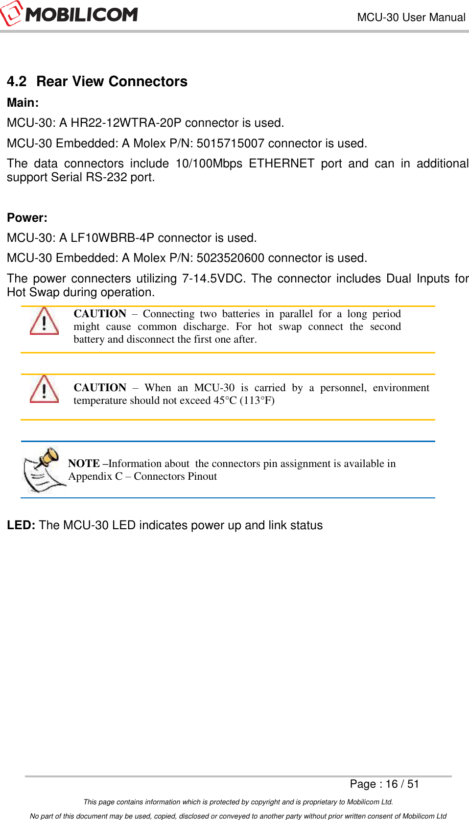 Page 16 of Mobilicom MCU-30 Communication unit used for security, robotics & surveillance User Manual Mobilicom s