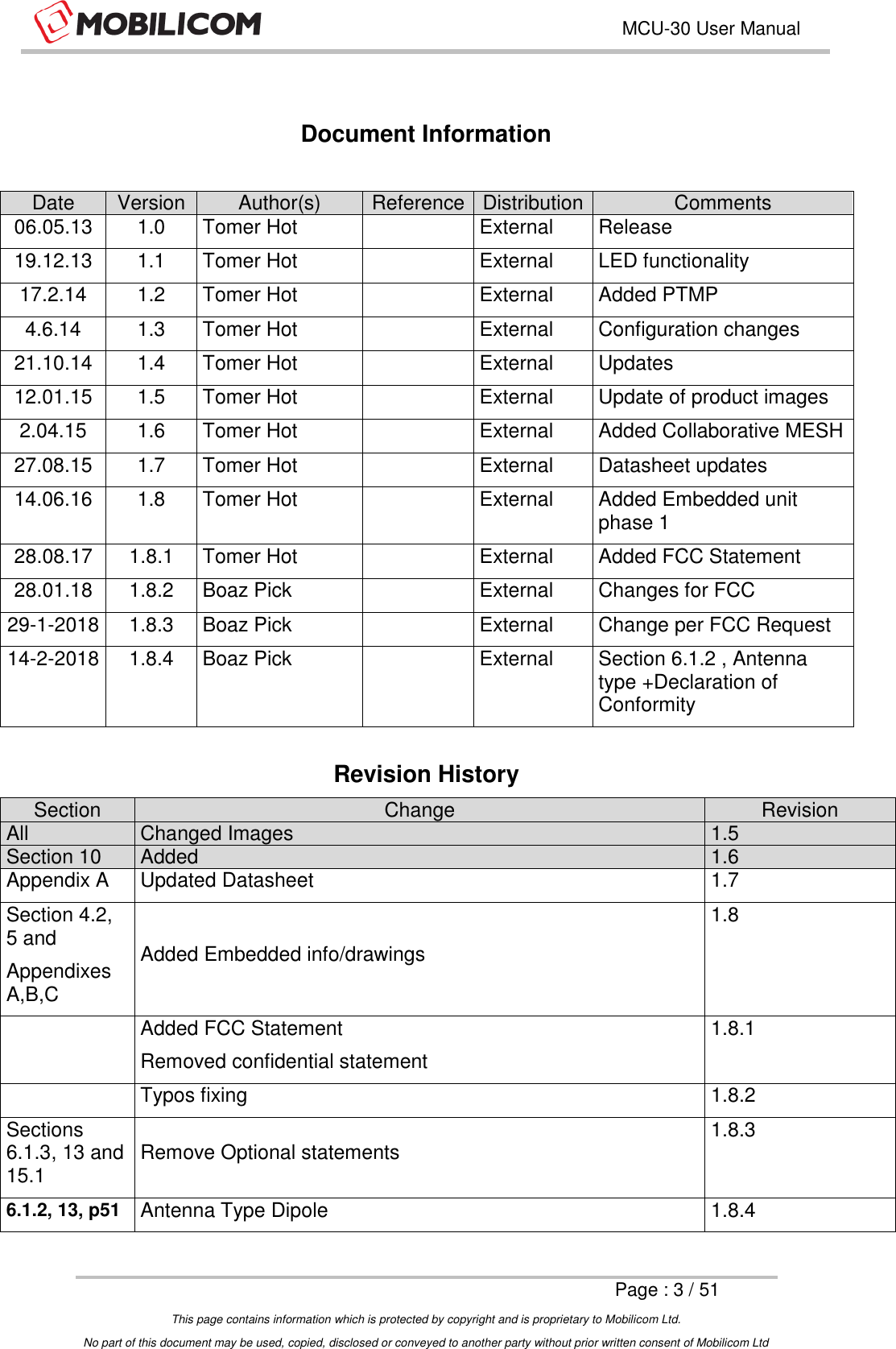 Page 3 of Mobilicom MCU-30 Communication unit used for security, robotics & surveillance User Manual Mobilicom s
