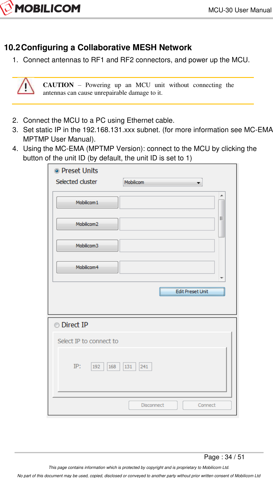 Page 34 of Mobilicom MCU-30 Communication unit used for security, robotics & surveillance User Manual Mobilicom s