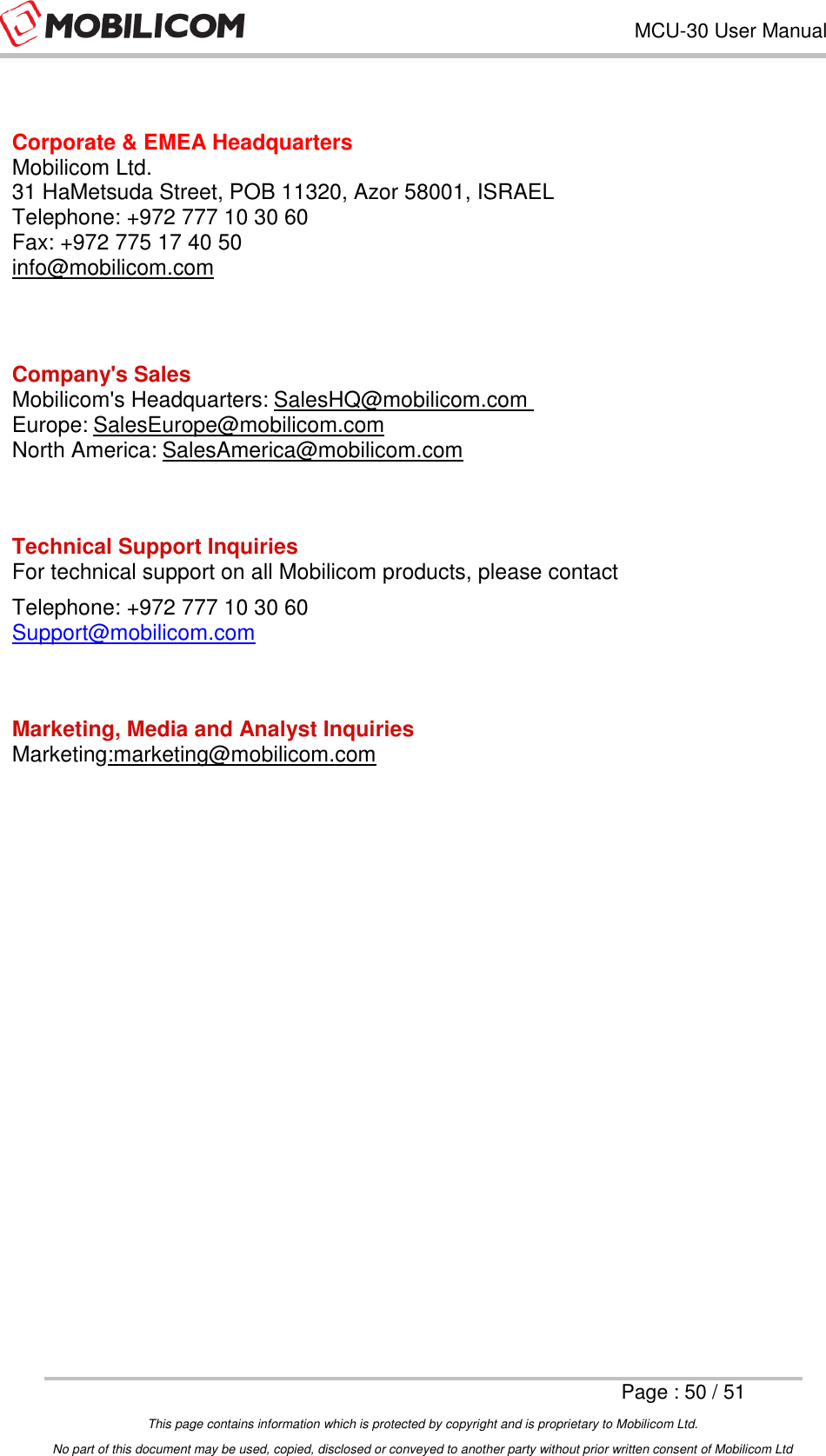 Page 50 of Mobilicom MCU-30 Communication unit used for security, robotics & surveillance User Manual Mobilicom s