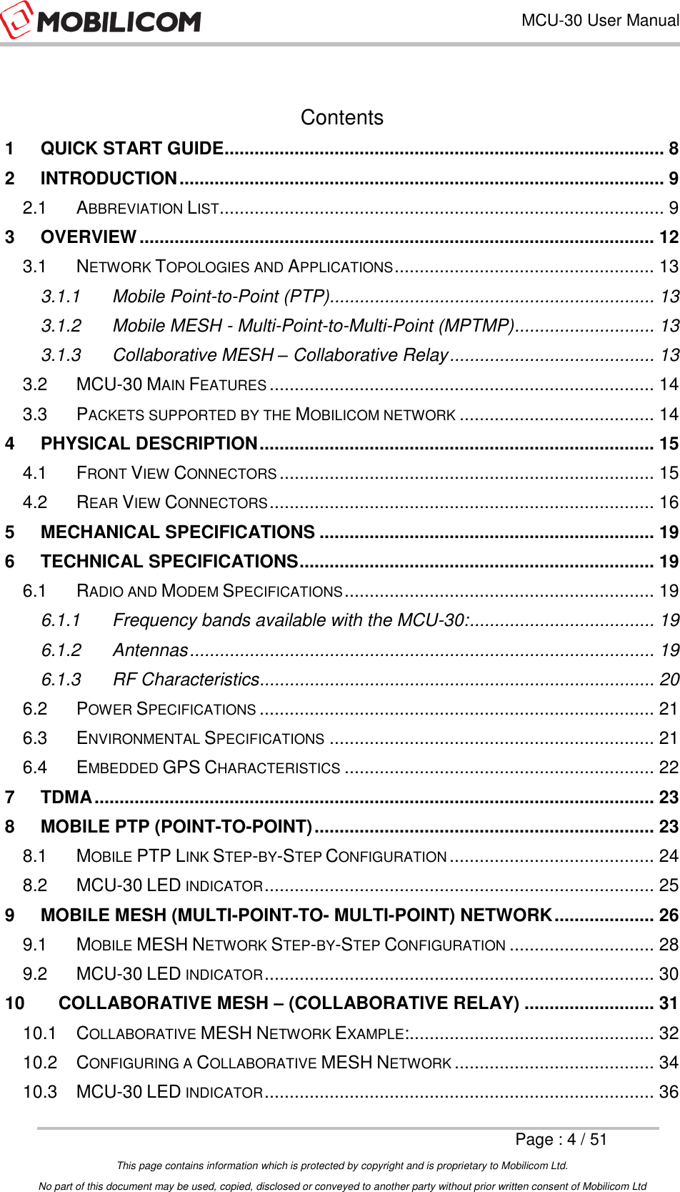 Page 4 of Mobilicom MCU-30L Communication unit used for security, robotics, surveillance User Manual Mobilicom s