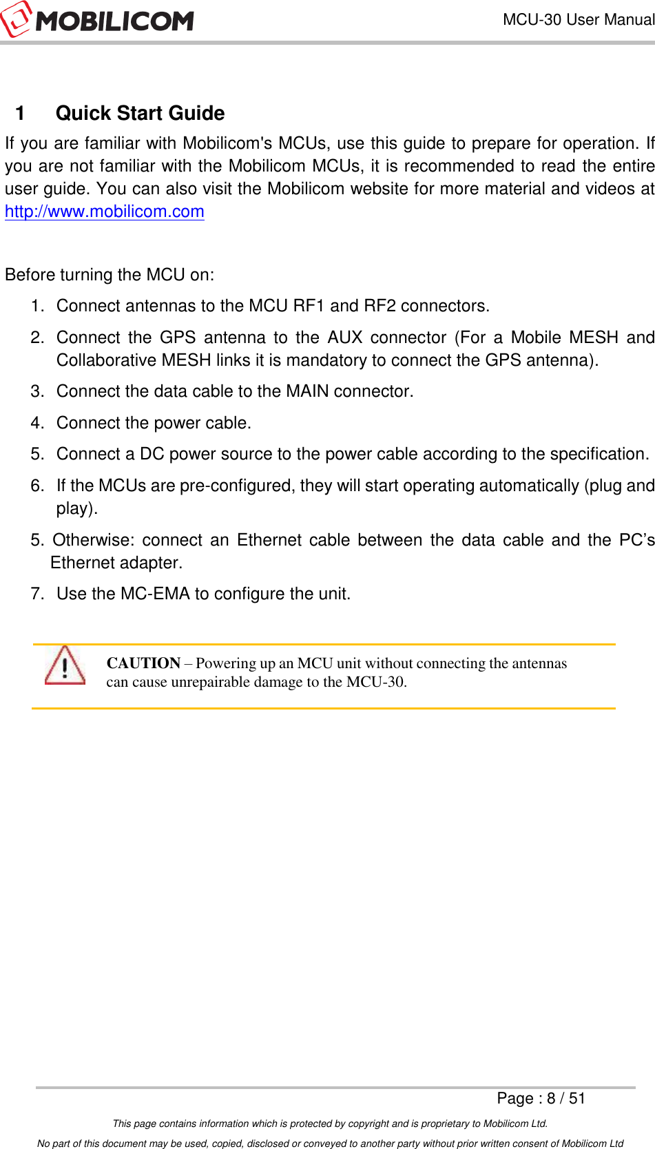 Page 8 of Mobilicom MCU-30L Communication unit used for security, robotics, surveillance User Manual Mobilicom s