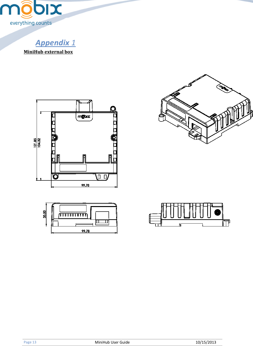   Page 13 MiniHub User Guide 10/15/2013   Appendix 1 MiniHub external box            