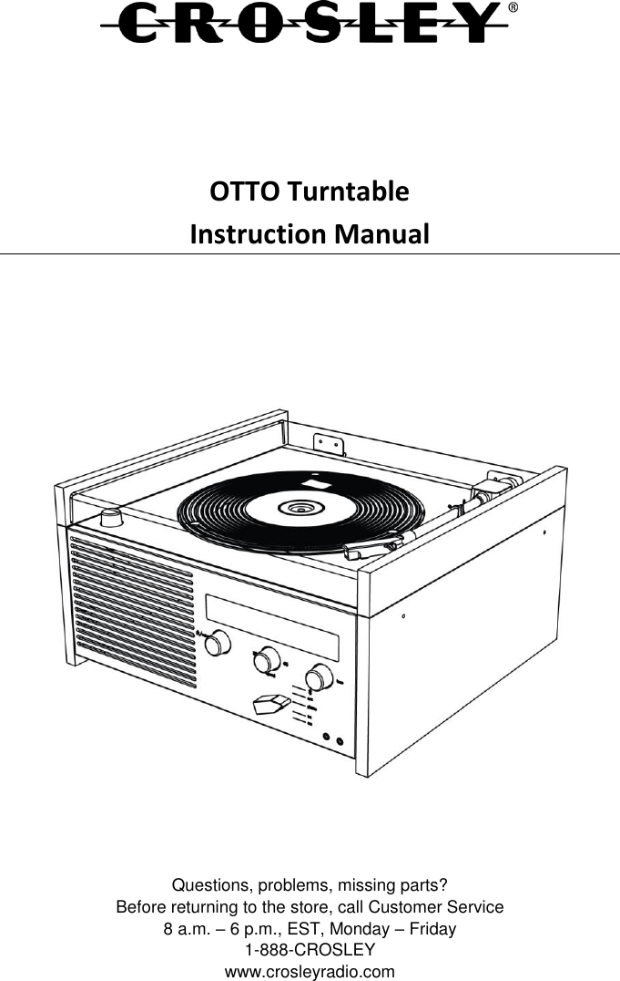 Page 1 of Modern Concepts CR6033A Otto Turntable User Manual 