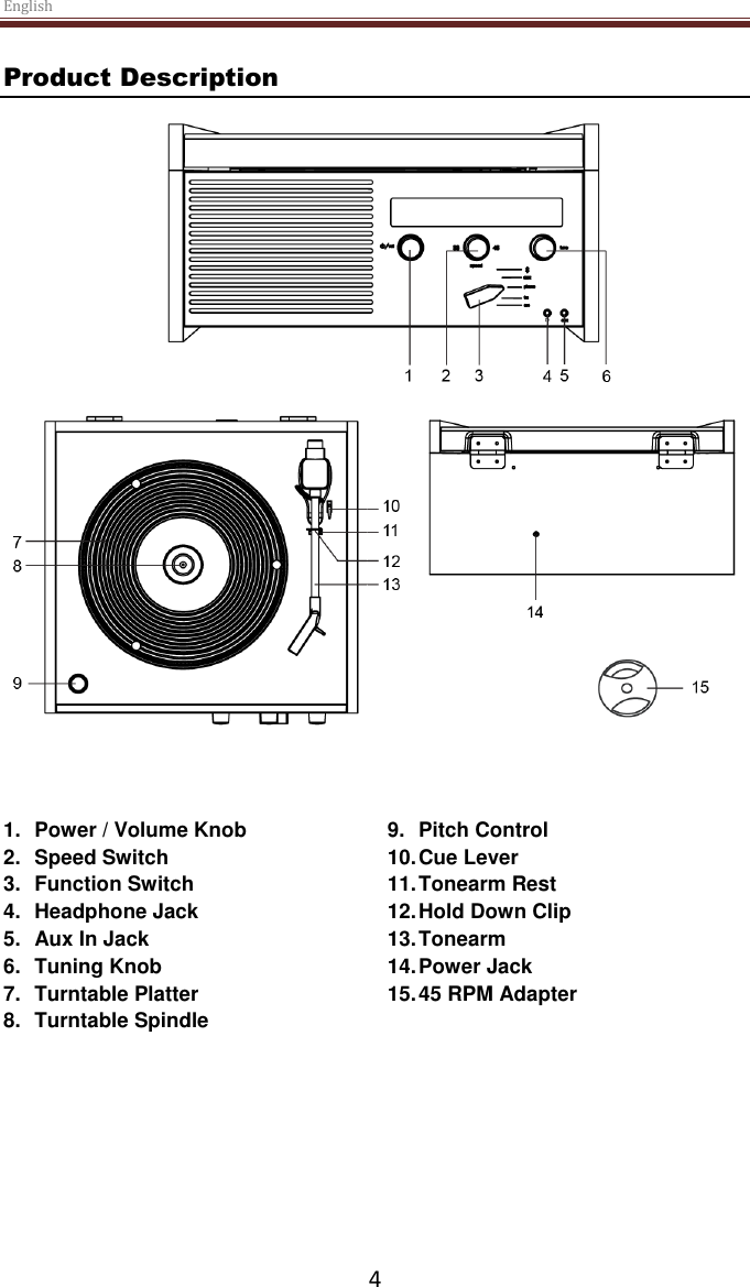 Page 4 of Modern Concepts CR6033A Otto Turntable User Manual 