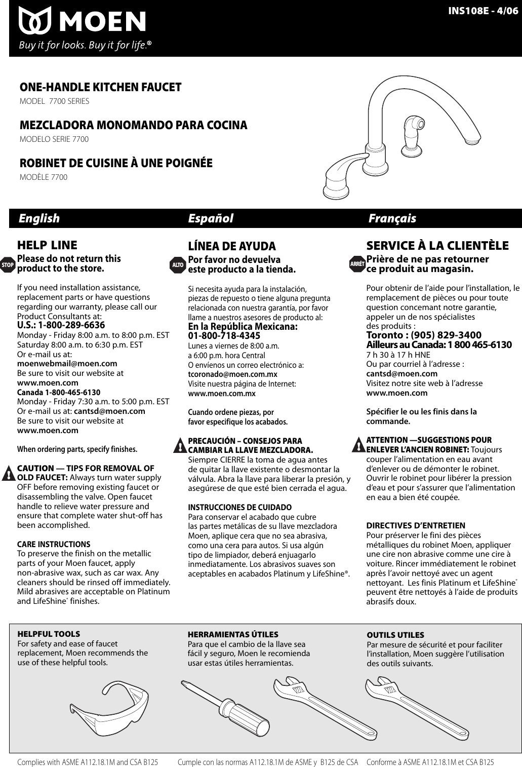 Page 1 of 6 - Moen Moen-7700-Users-Manual- ManualsLib - Makes It Easy To Find Manuals Online!  Moen-7700-users-manual