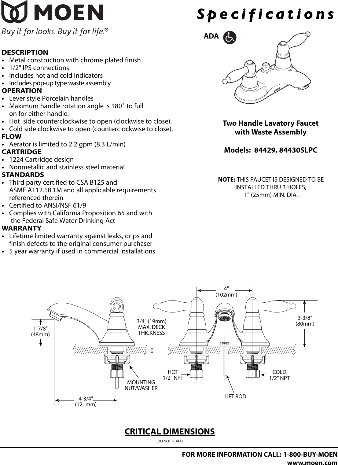 Page 1 of 1 - Moen Moen-84430Slpc-Users-Manual- 84429sp  Moen-84430slpc-users-manual