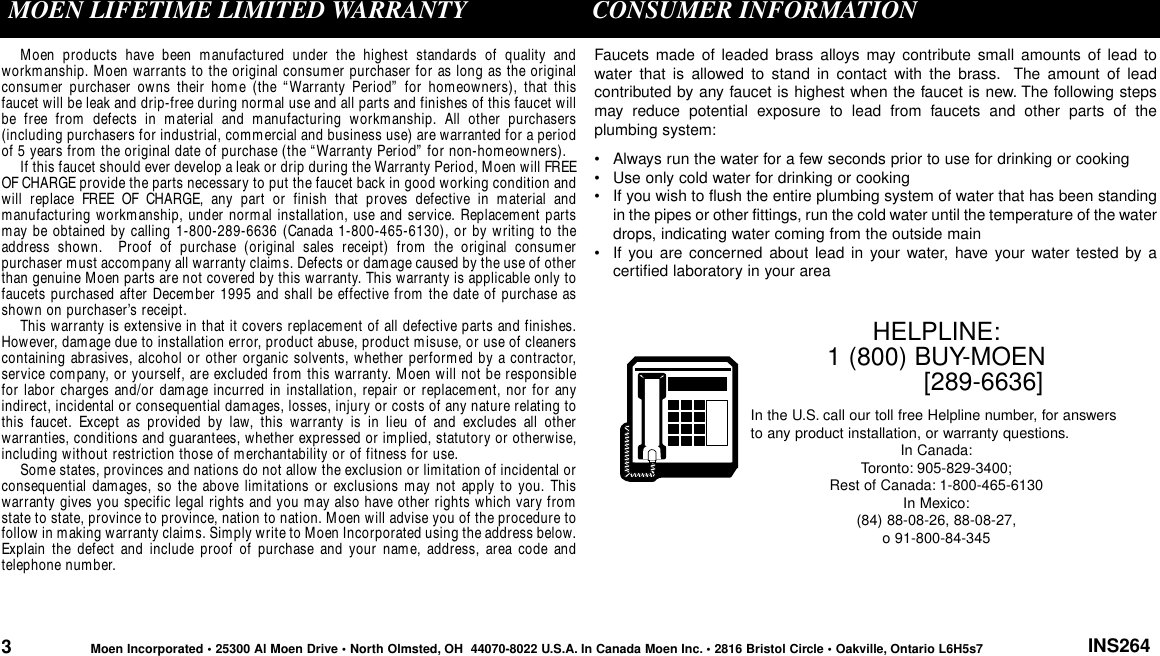 Page 4 of 8 - Moen Moen-9300-Users-Manual- INS264  Moen-9300-users-manual