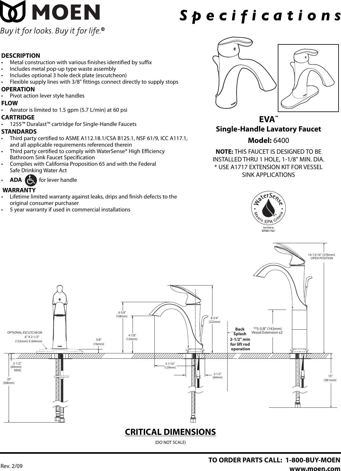 Page 1 of 1 - Moen Moen-Eva-6400-Users-Manual-  Moen-eva-6400-users-manual