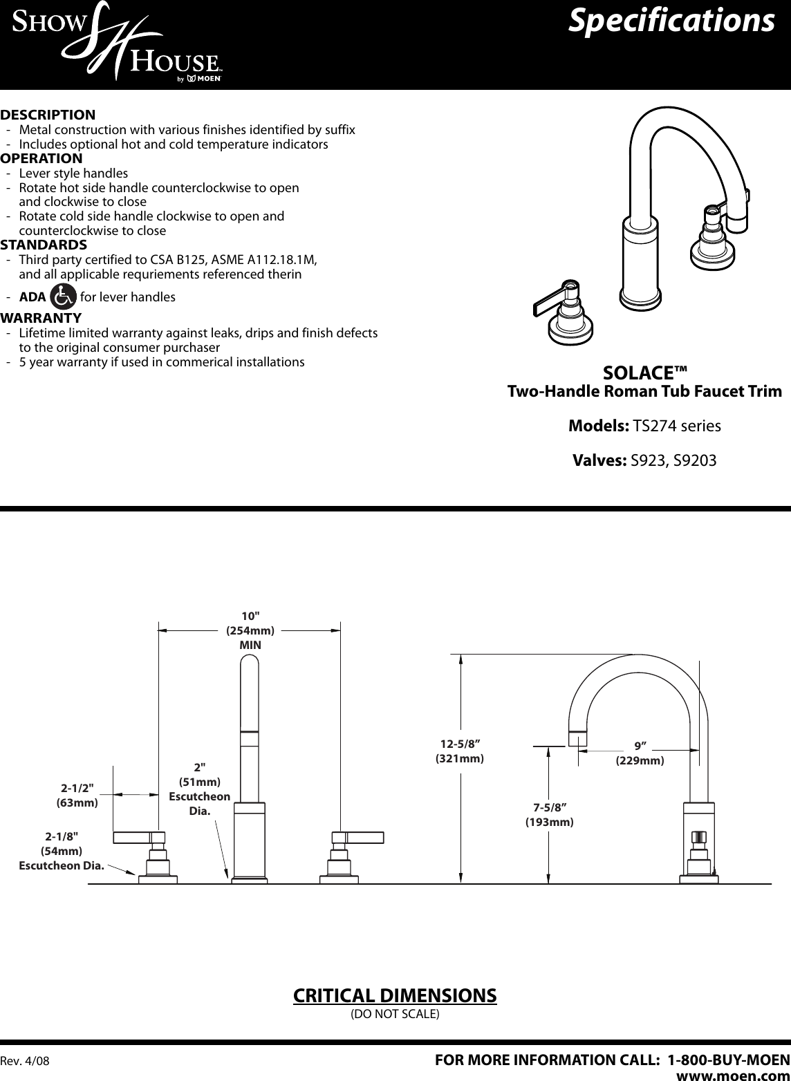 Page 1 of 1 - Moen Moen-Fina-S9203-Users-Manual- TS274sp  Moen-fina-s9203-users-manual