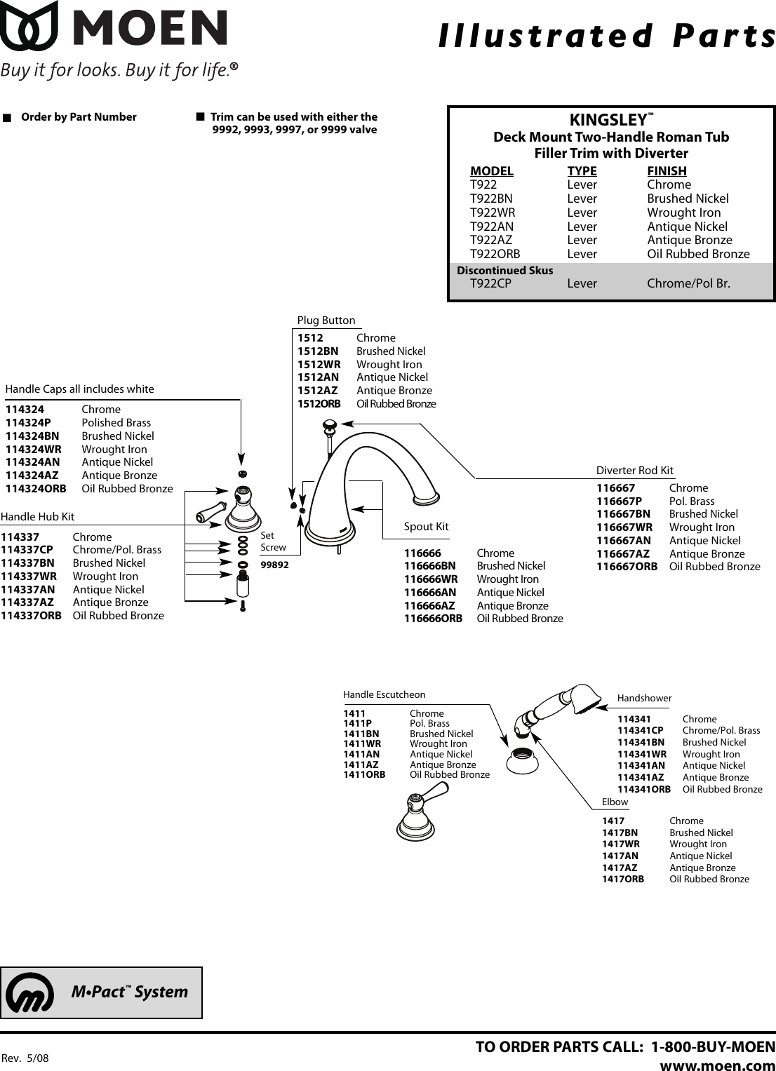 Page 1 of 1 - Moen Moen-Kingsley-T922-Users-Manual- T922pt  Moen-kingsley-t922-users-manual