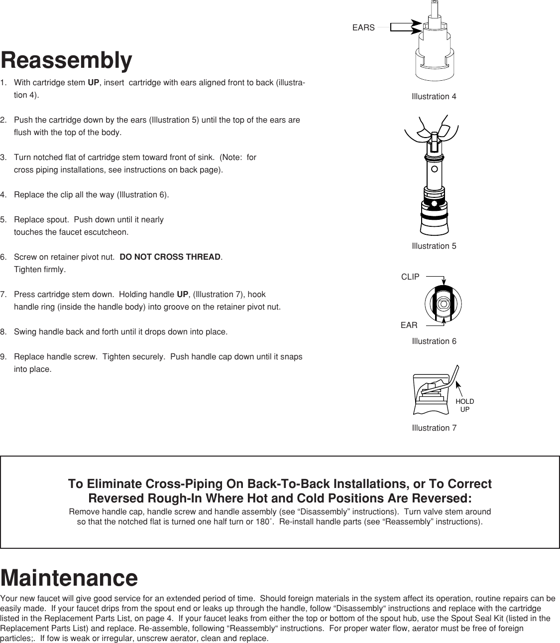 Moen Kitchen Wall Mount Faucets 8713 Users Manual MT149A
