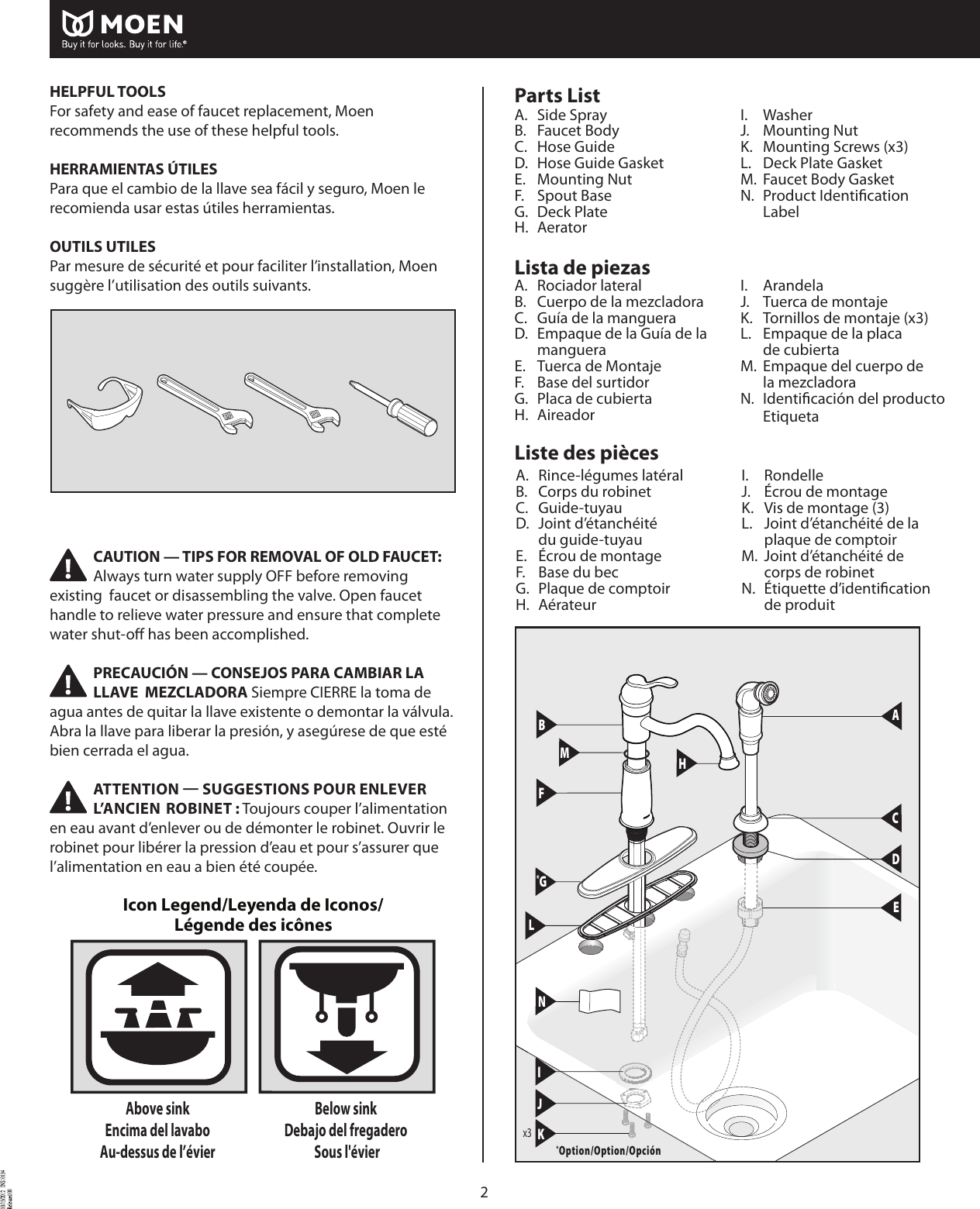 Page 2 of 8 - Moen Moen-Moen-Plumbing-Product-Ins10134-9-Users-Manual-  Moen-moen-plumbing-product-ins10134-9-users-manual