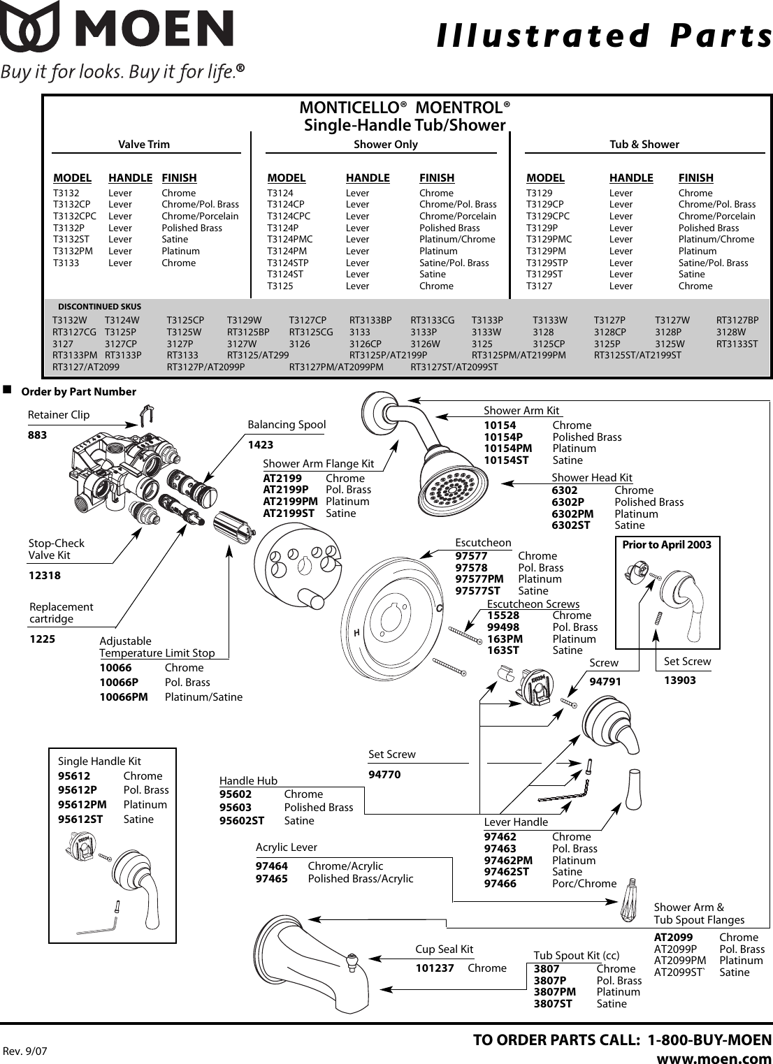 Page 1 of 2 - Moen Moen-Monticello-Trol-T3124Cpcc-Users-Manual- T3129pt  Moen-monticello-trol-t3124cpcc-users-manual