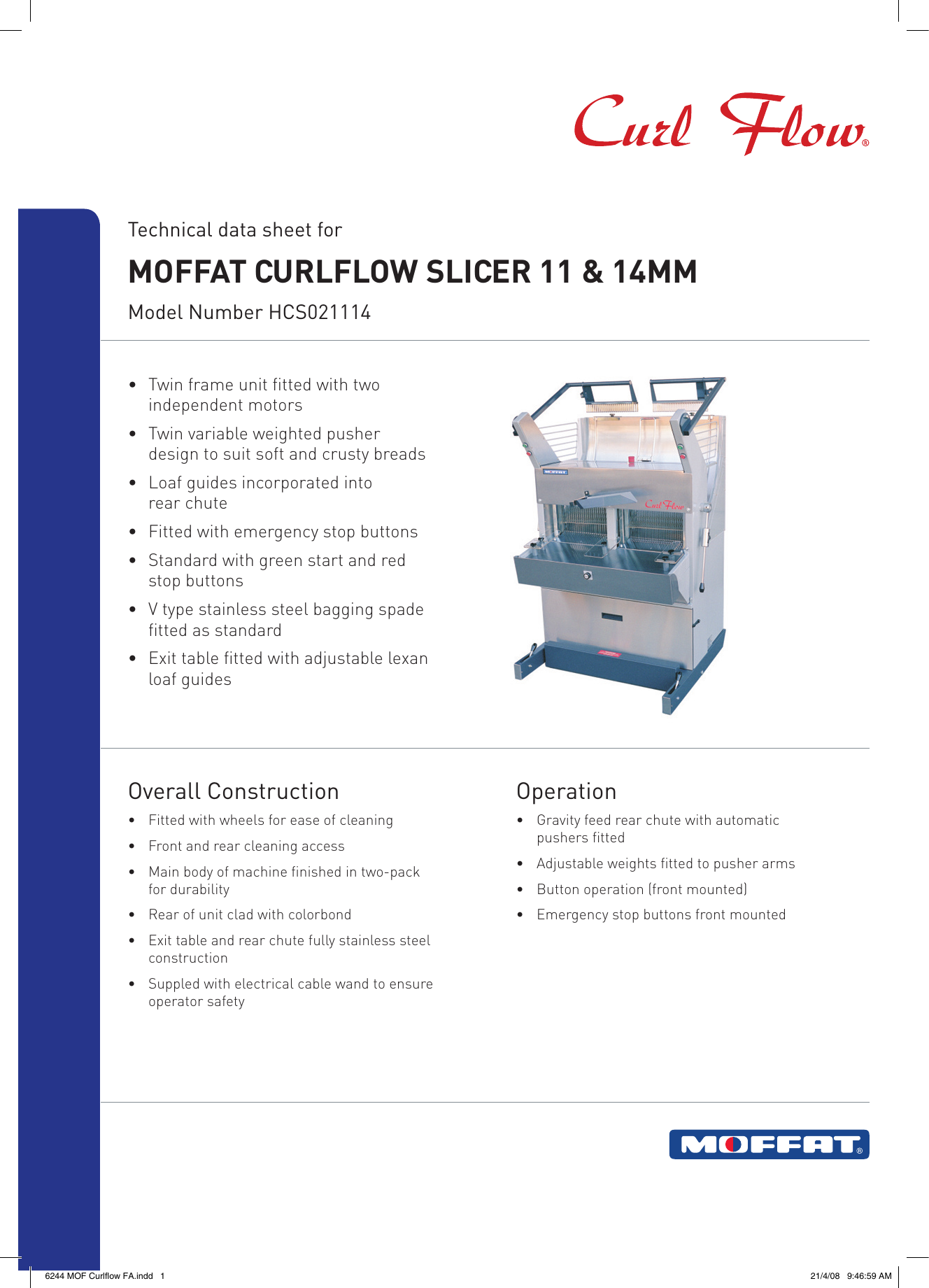 Moffat Cflow Slicer Hcs021114 Users Manual