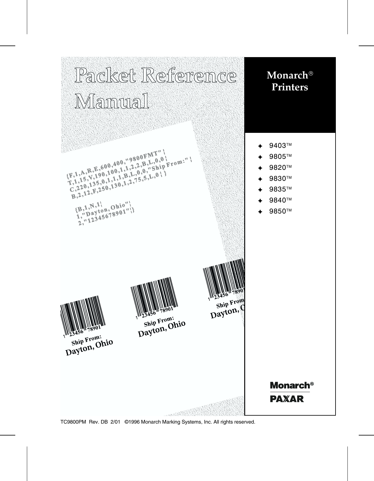 Monarch 9805 Users Manual Corel Ventura 9800PMCV.CHP