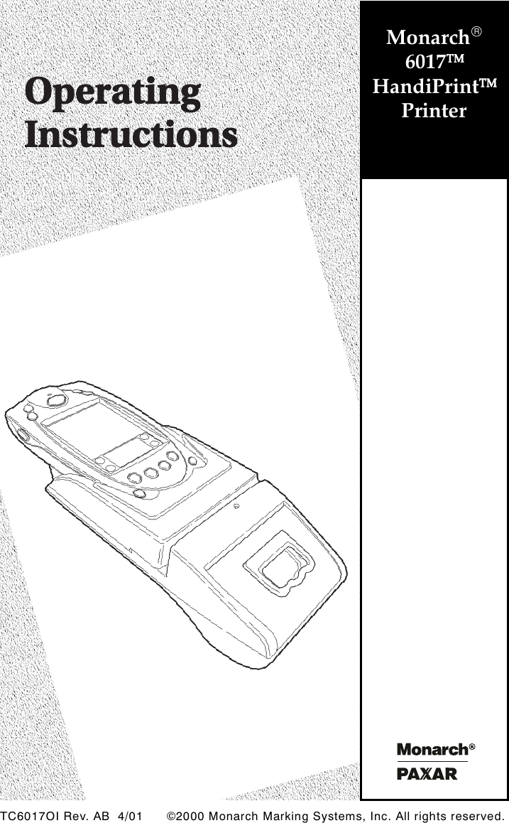 Monarch Handiprint 6017 Users Manual 6017oi ab