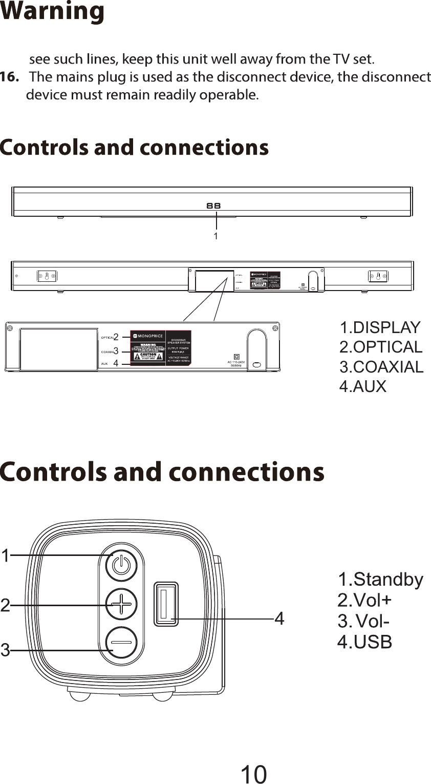 1.DISPLAY2.OPTICAL3.COAXIAL4.AUX213410