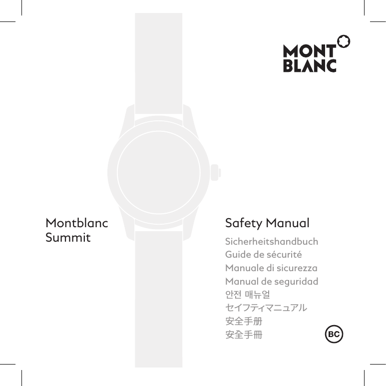 SicherheitshandbuchGuide de s&eacute;curit&eacute;Manuale di sicurezzaManual de seguridad󻨗󻳓󽴔󺺳󺝃󻪋セイフティマニュアル安全手册󲔟󽤤󳅜󱍂Safety ManualMontblancSummit