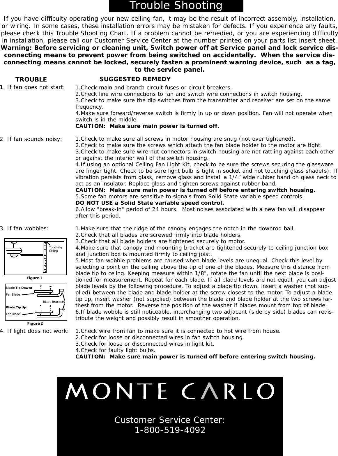 Page 5 of 6 - Monte-Carlo-Fan-Company Monte-Carlo-Fan-Company-Ceiling-Fans-Users-Manual-  Monte-carlo-fan-company-ceiling-fans-users-manual