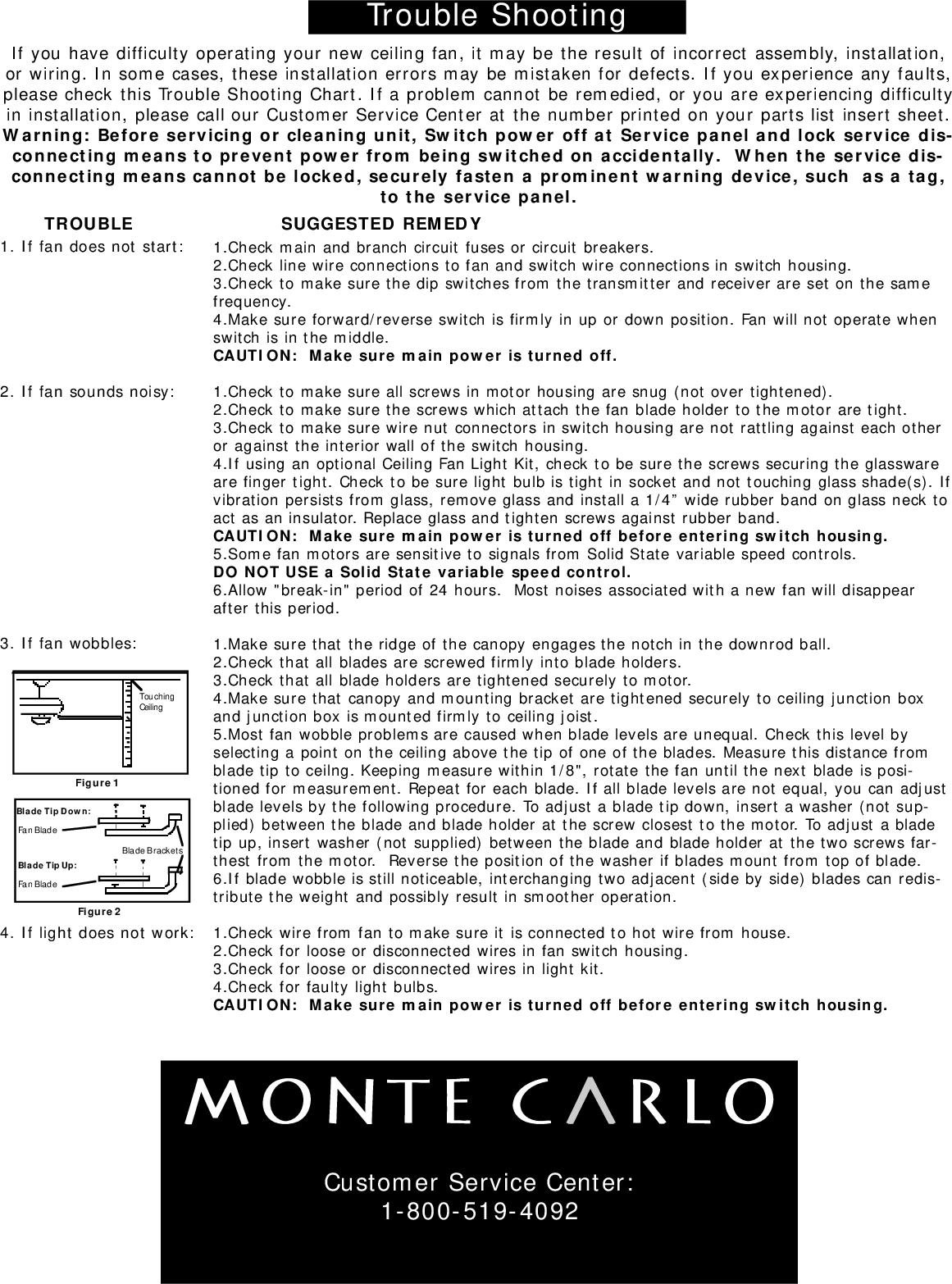 Page 6 of 6 - Monte-Carlo-Fan-Company Monte-Carlo-Fan-Company-Ceiling-Fans-Users-Manual-  Monte-carlo-fan-company-ceiling-fans-users-manual