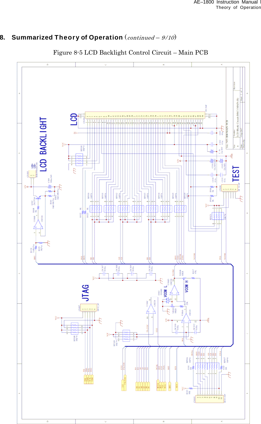 AE–1800 Instruction Manual l Theory of Operation  8.    Summarized Theory of Operation (continued – 9/10)  Figure 8-5 LCD Backlight Control Circuit – Main PCB                                                  