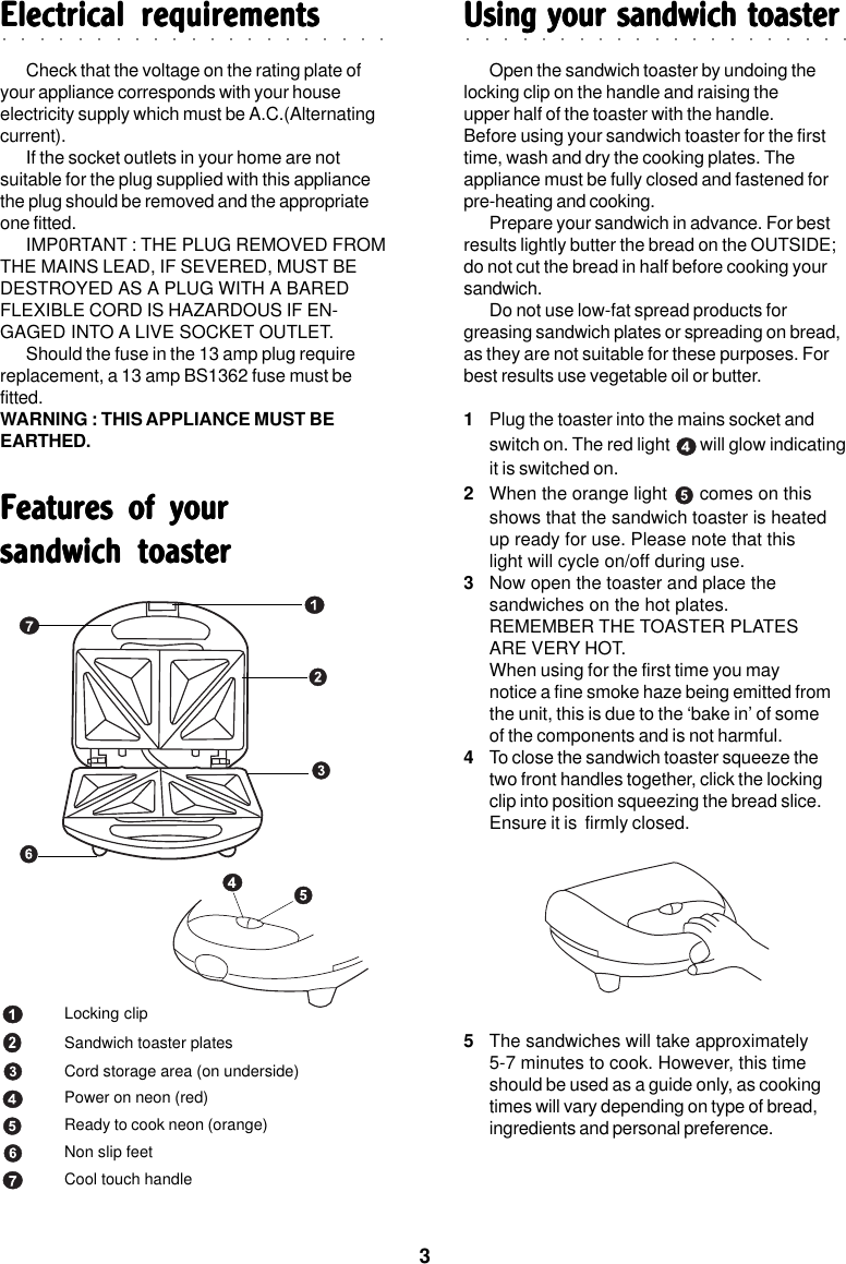 Page 3 of 6 - Morphy-Richards Morphy-Richards-2-Slice-Sandwich-Toaster-Users-Manual- 2 SLICE  Morphy-richards-2-slice-sandwich-toaster-users-manual