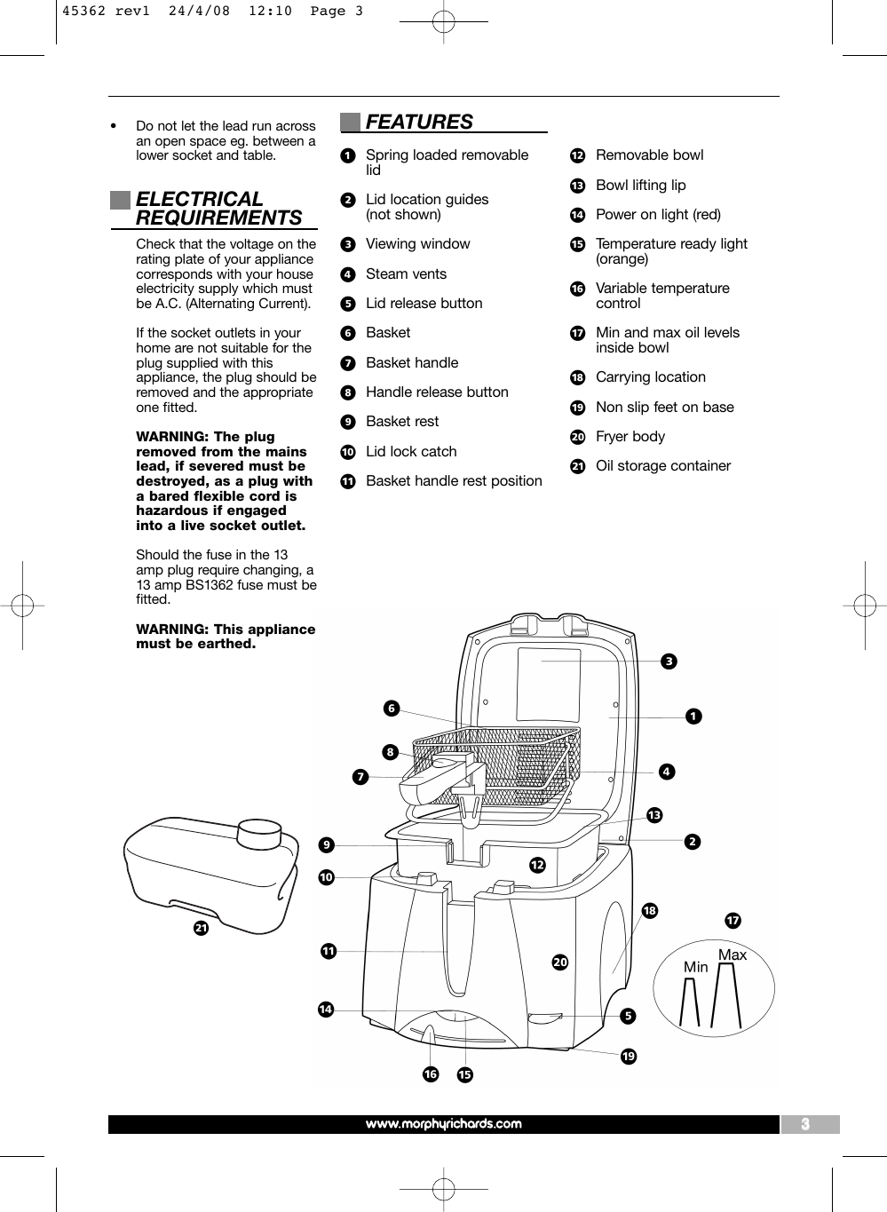 Page 3 of 8 - Morphy-Richards Morphy-Richards-45362-Users-Manual-  Morphy-richards-45362-users-manual