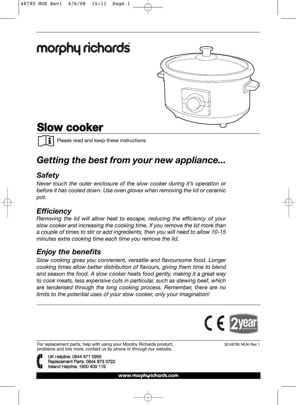 Morphy Richards 48795 Users Manual