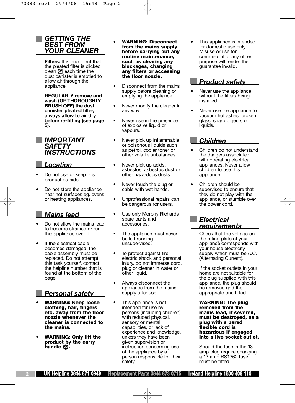 Page 2 of 8 - Morphy-Richards Morphy-Richards-73383-Users-Manual-  Morphy-richards-73383-users-manual