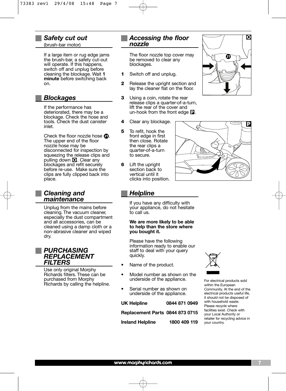 Page 7 of 8 - Morphy-Richards Morphy-Richards-73383-Users-Manual-  Morphy-richards-73383-users-manual