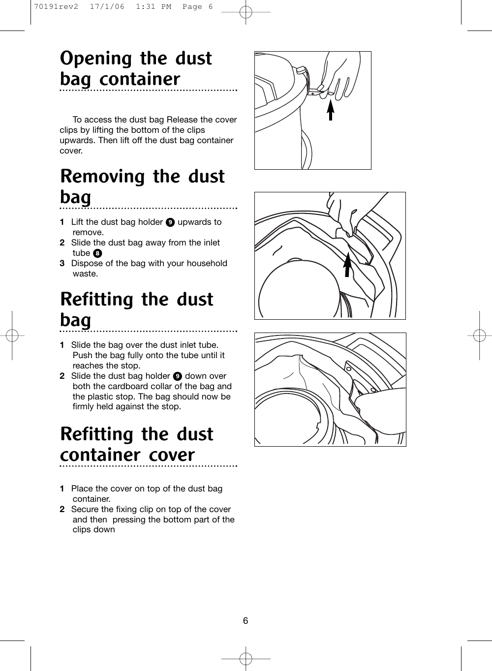 Page 6 of 10 - Morphy-Richards Morphy-Richards-Bulldog-Cylinder-70191Rev2-Users-Manual- 70191rev2  Morphy-richards-bulldog-cylinder-70191rev2-users-manual