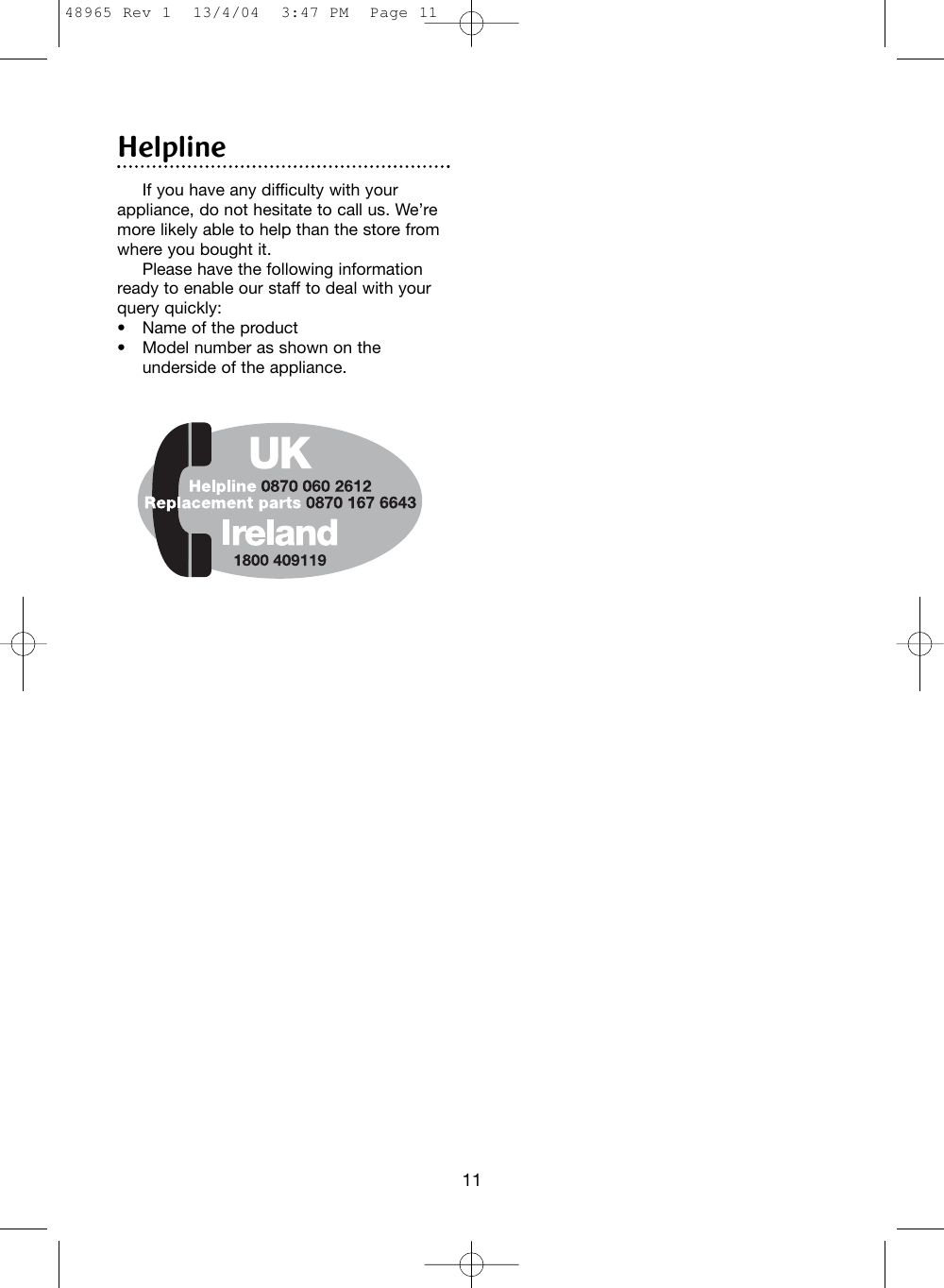 Page 11 of 12 - Morphy-Richards Morphy-Richards-Cordless-Hand-Blender-Users-Manual- 48965 Rev 1  Morphy-richards-cordless-hand-blender-users-manual