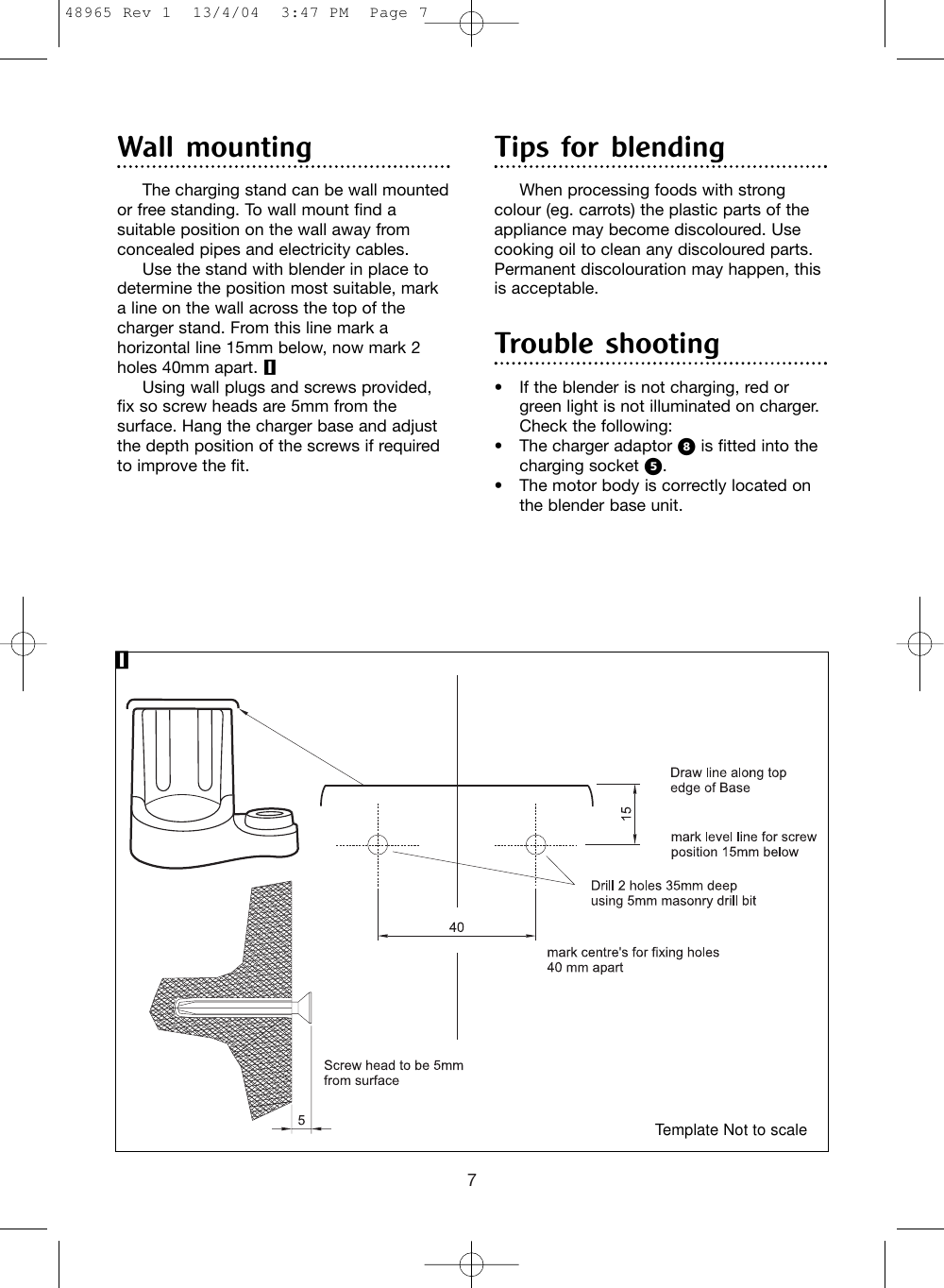 Page 7 of 12 - Morphy-Richards Morphy-Richards-Cordless-Hand-Blender-Users-Manual- 48965 Rev 1  Morphy-richards-cordless-hand-blender-users-manual