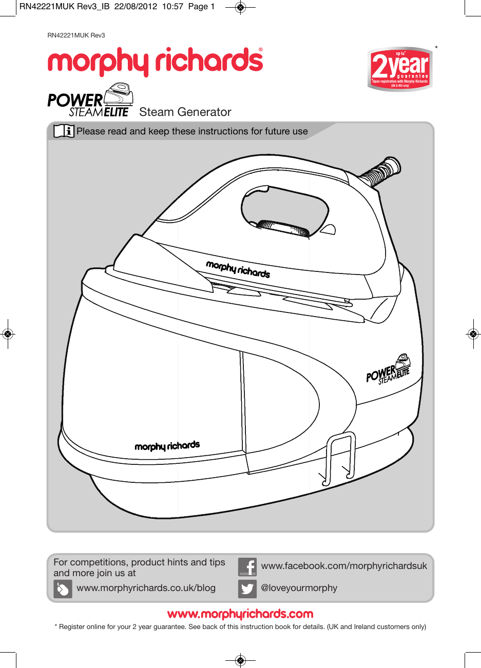 Morphy Richards Carpet Cleaner Rn42221Muk Rev3 Users Manual Rev3_IB