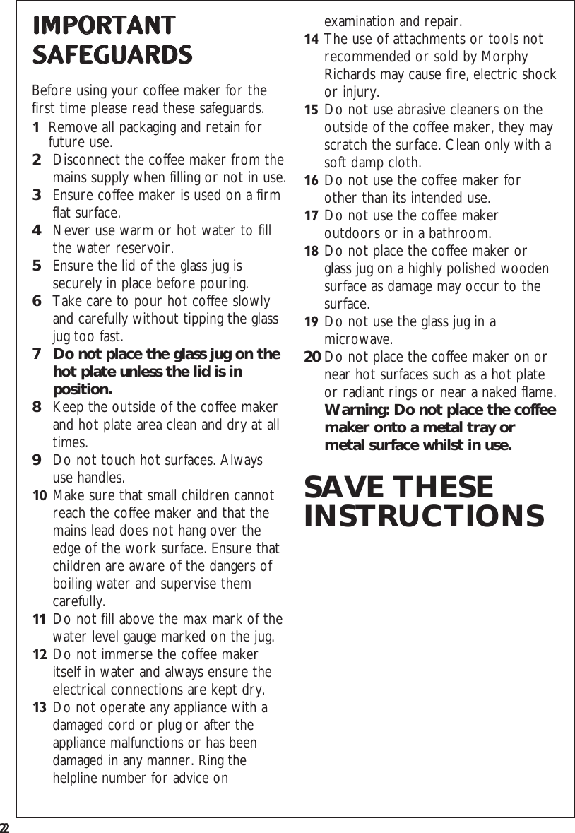 Page 2 of 6 - Morphy-Richards Morphy-Richards-Series-2000-Users-Manual- 7365 Rapide Coffee Maker Ib  Morphy-richards-series-2000-users-manual