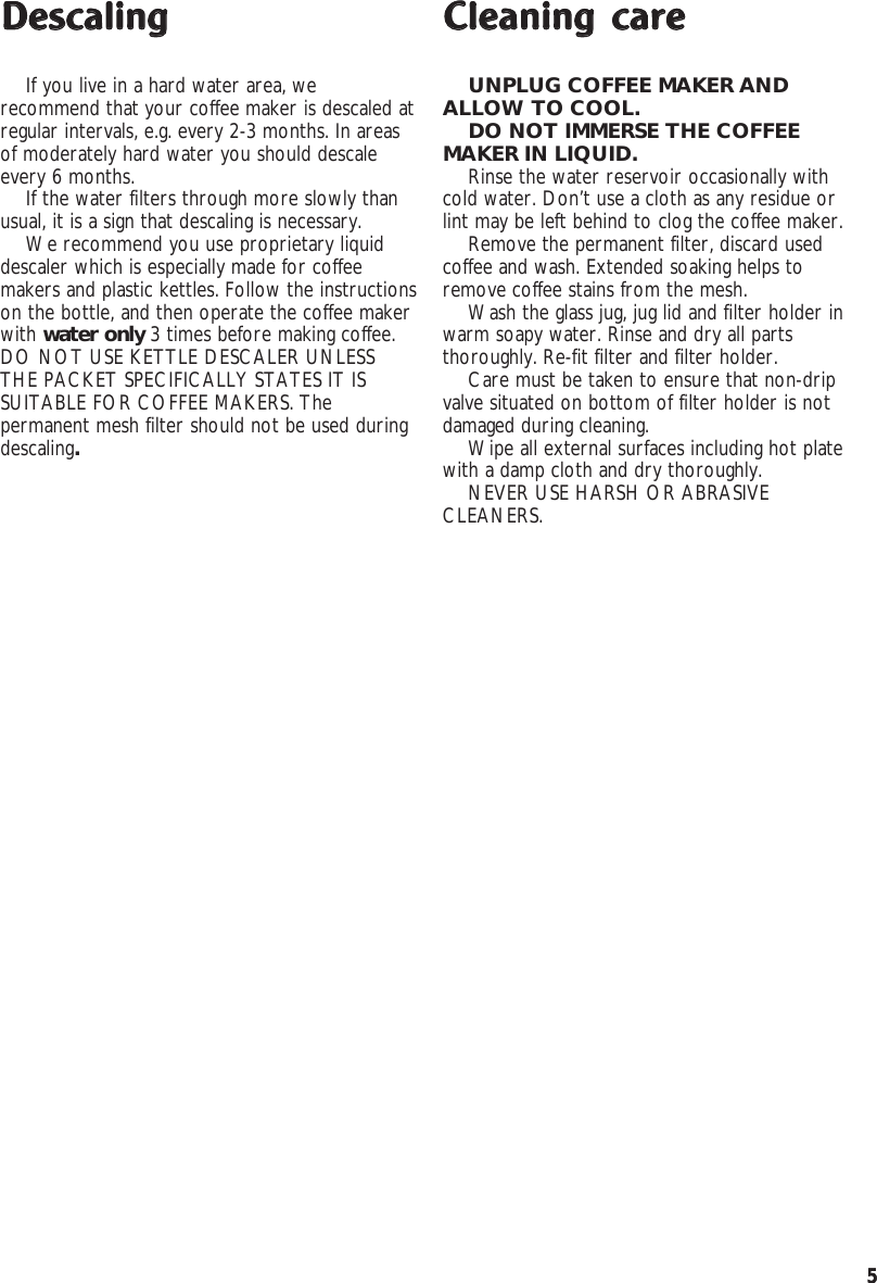 Page 5 of 6 - Morphy-Richards Morphy-Richards-Series-2000-Users-Manual- 7365 Rapide Coffee Maker Ib  Morphy-richards-series-2000-users-manual
