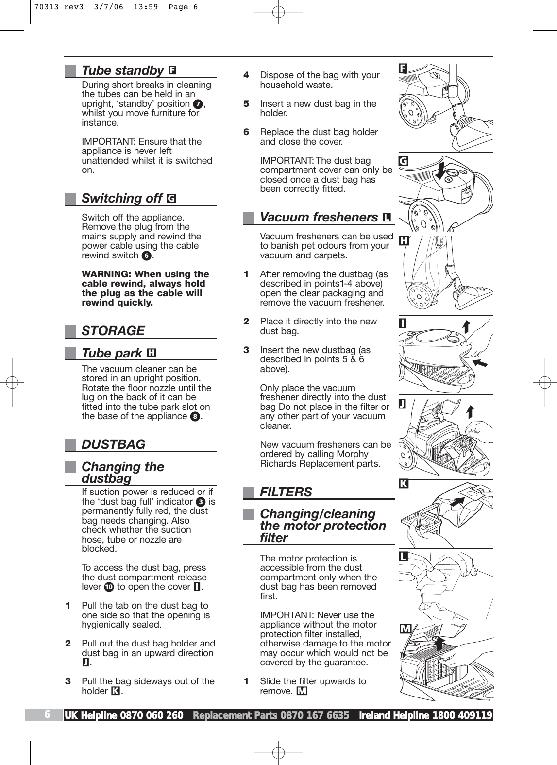 Morphy Richards Storm Pets Cylinder Vacuum Cleaner Users Manual 70313 Rev3