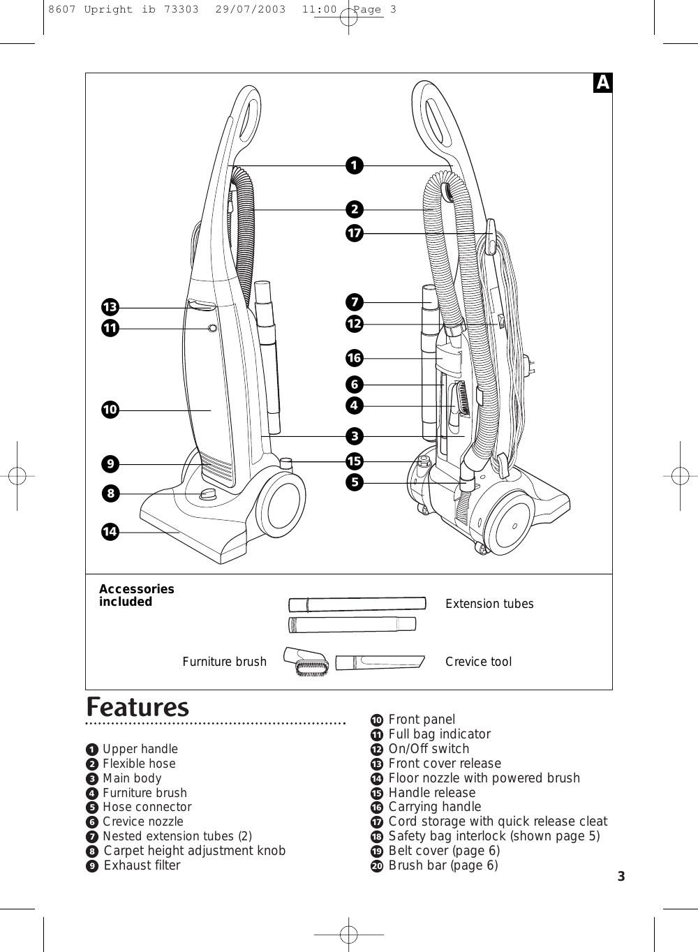 Morphy Richards Ultralight Vacuum Cleaner Users Manual 8607 Upright Ib ...