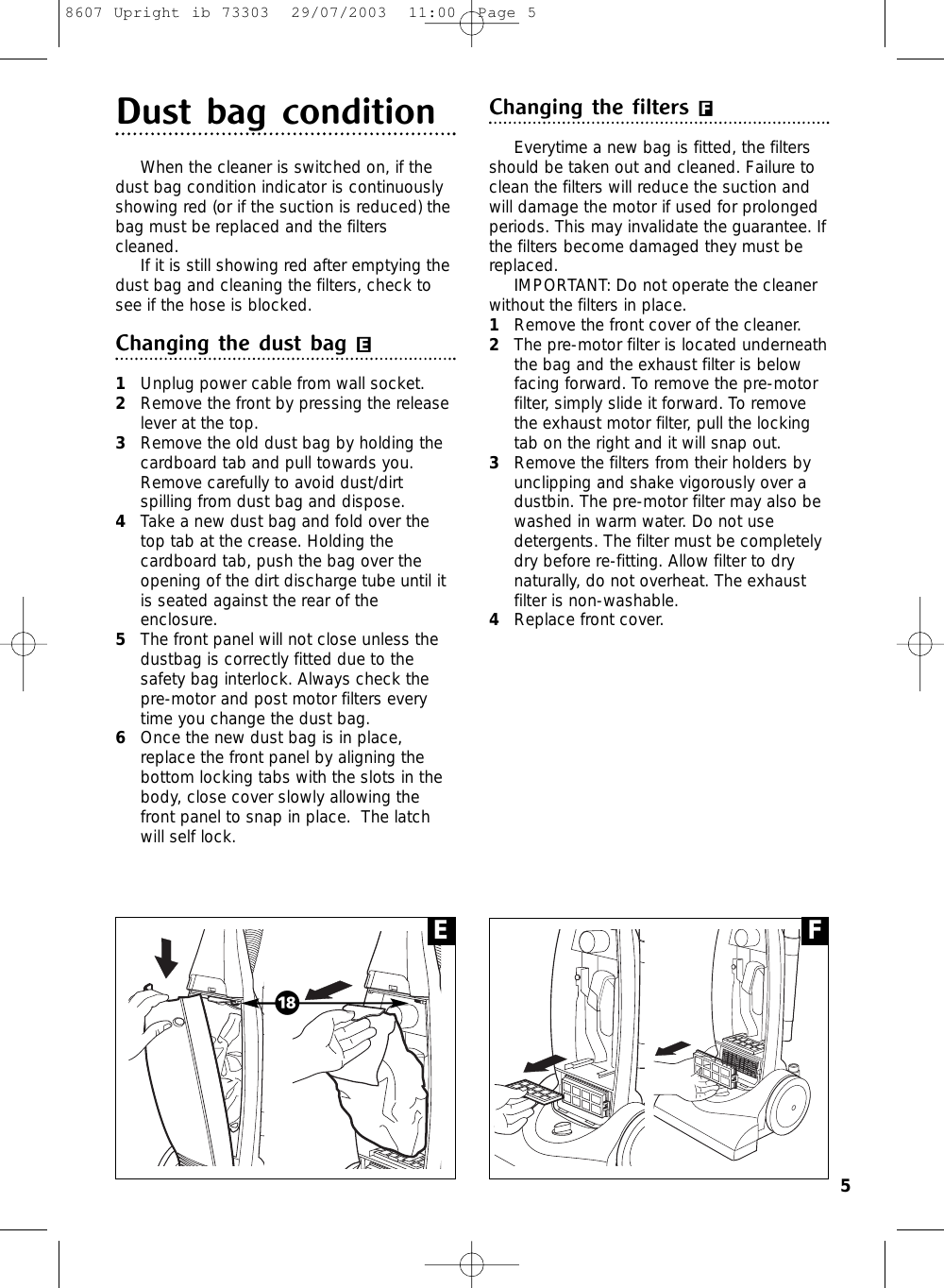 Page 5 of 8 - Morphy-Richards Morphy-Richards-Ultralight-Vacuum-Cleaner-Users-Manual- 8607 Upright Ib 73303  Morphy-richards-ultralight-vacuum-cleaner-users-manual