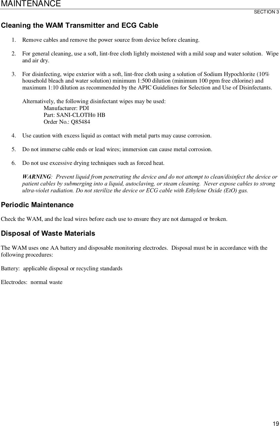 Mortara Instrument WAM2500 Wireless Acquisition Module User Manual 4